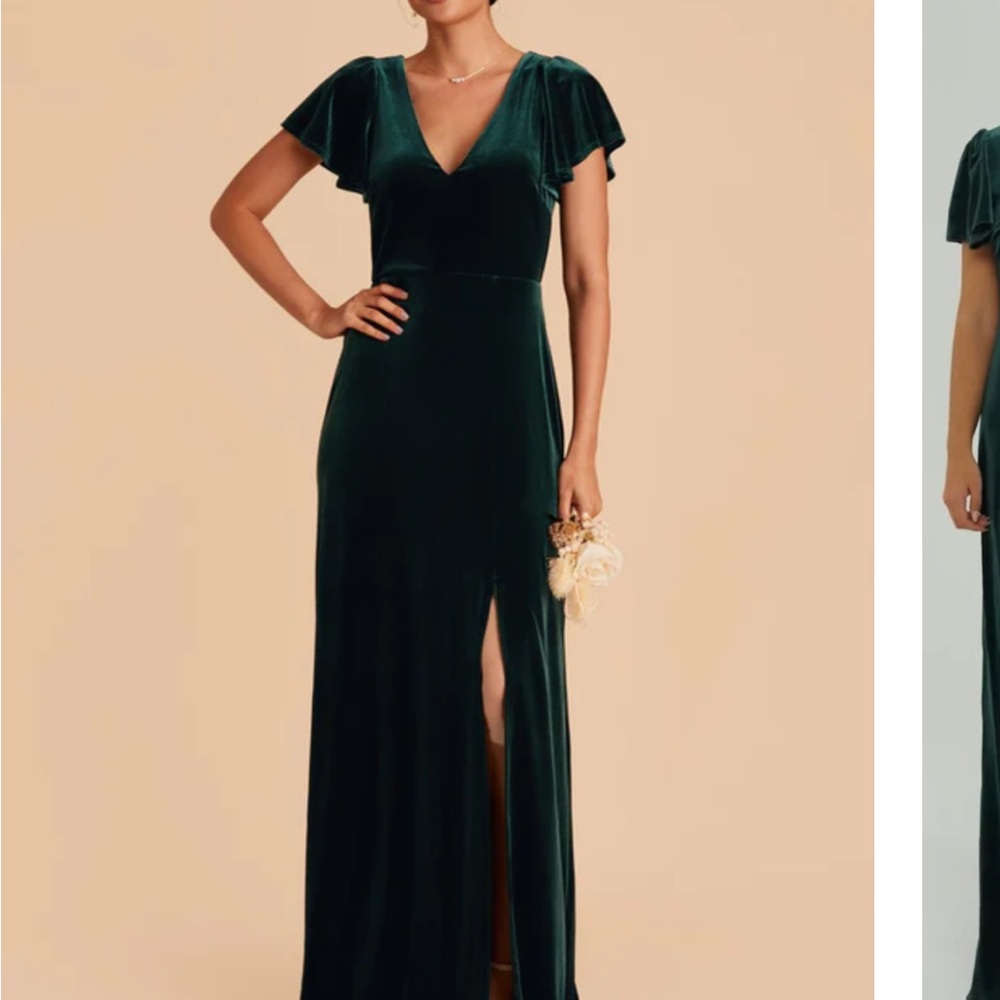 Birdy Grey Emerald Maxi Gown with Slit and Flutter Sleeves